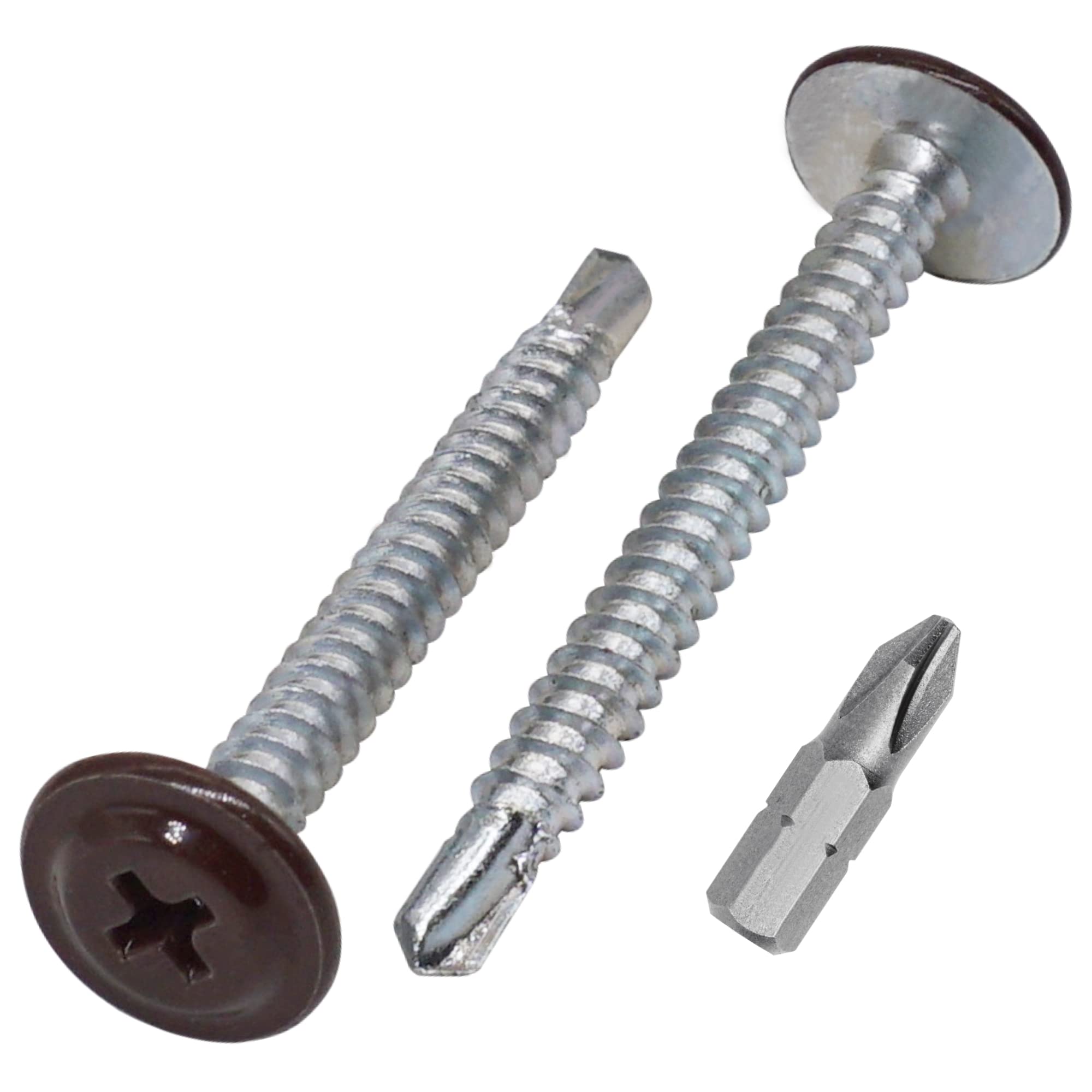 SKIR'CO (150 pcs) Painted Self-Drilling Screws 4.2 x 40 mm, Sheet Metal Screw, PH Modified Truss Head (Chocolate Brown RAL 8017)