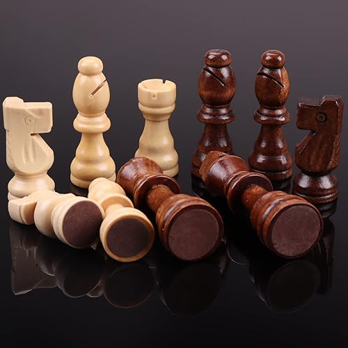 Miniatura 2 de ziphia Piezas de ajedrez de madera solamente, 32 piezas estándar de ajedrez de madera de Staunton Tournamen - 3.05 pulgadas King / bolsa de