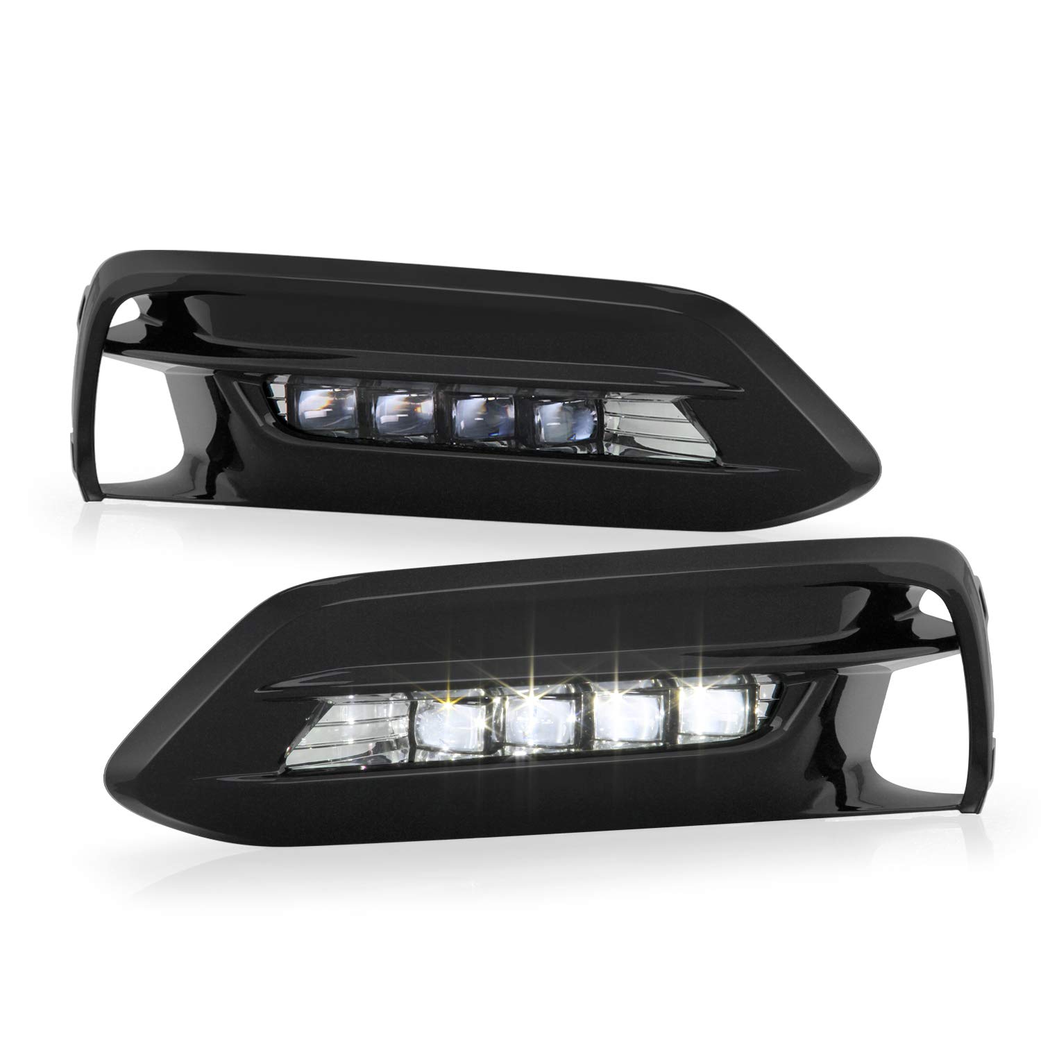 AKKON - Fits 2018 2019 2020 Honda Accord 4Door Sedan LED Driving Bumper Fog Lamp Lights [Black Bezel] Left+Right Pair w/Switch