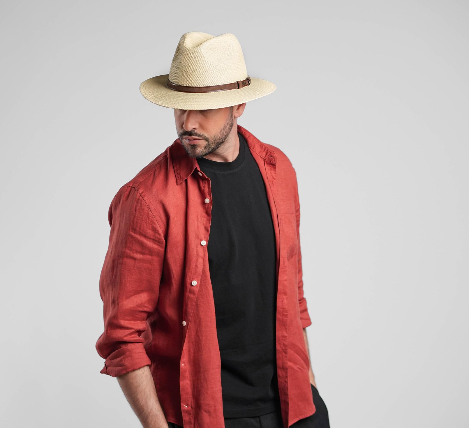 Fedora Hut ausladende Krempe Panama Brisa Belt