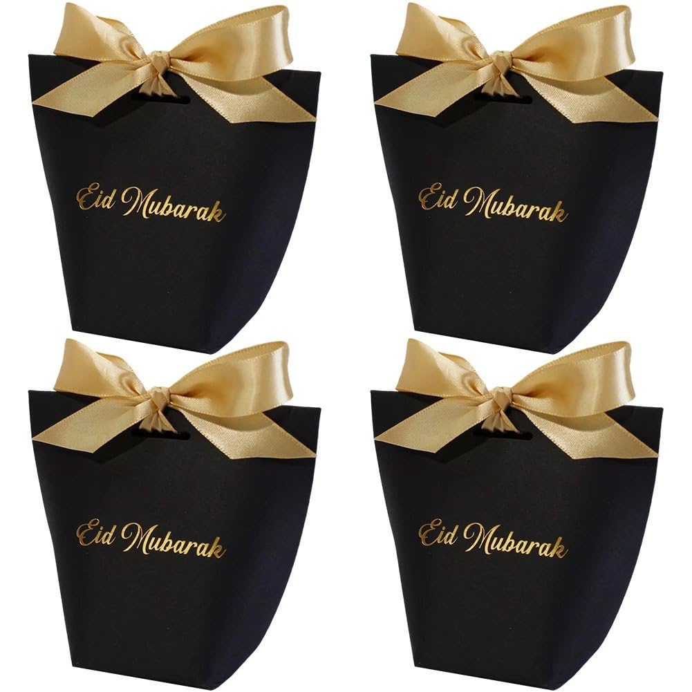Boîtes à bonbons Eid Mubarak avec rubans pour fête du Ramadan (50 pièces)