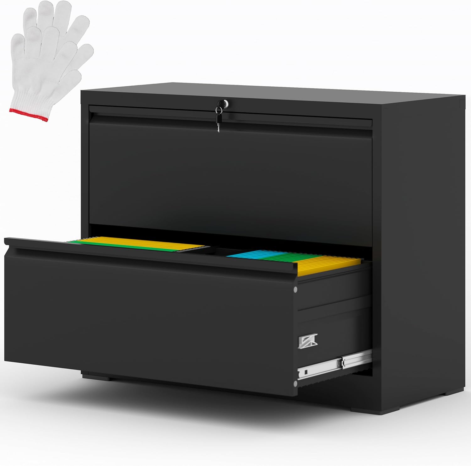 AQY 2 Drawer Metal Lateral File with Lock, Steel