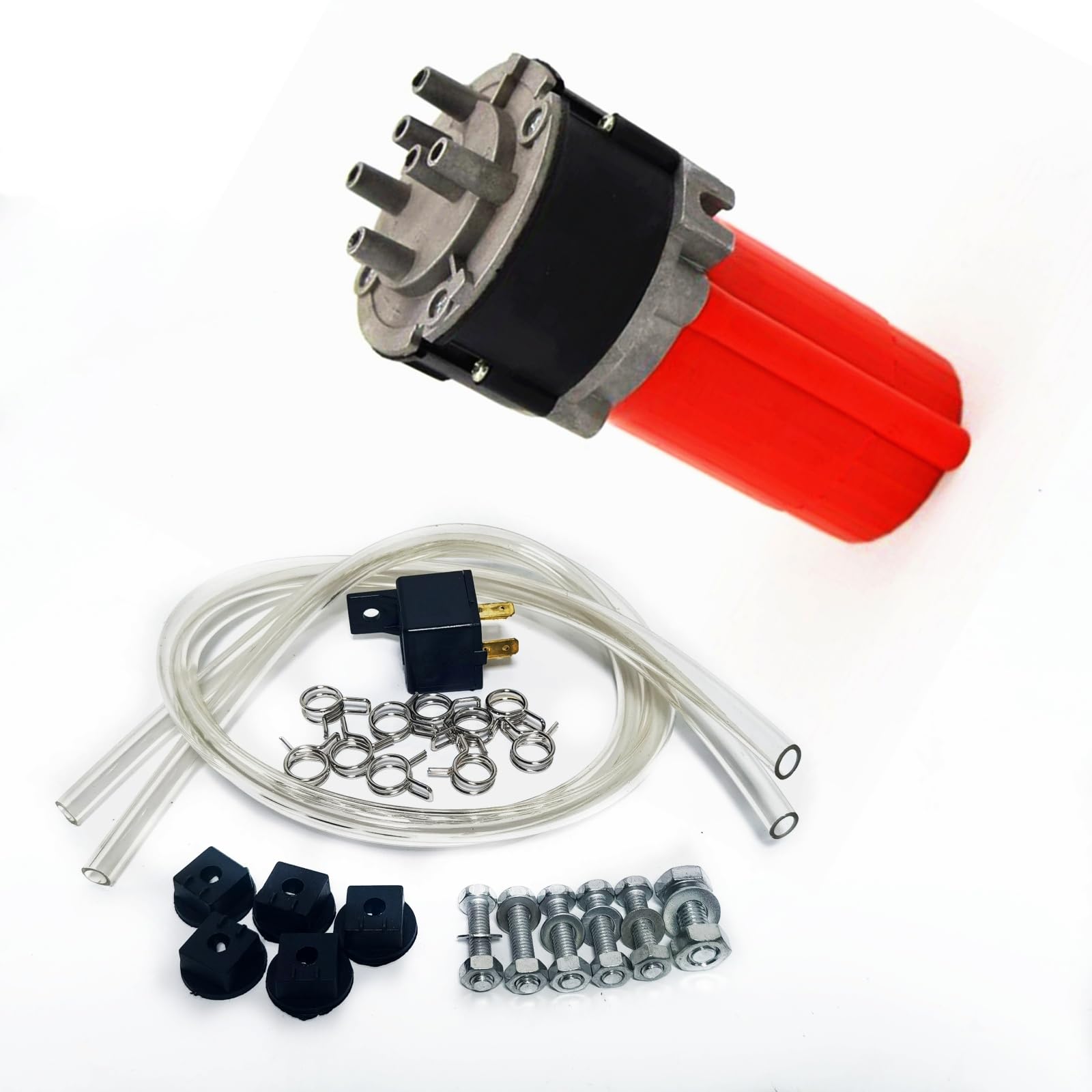 Klaxon à air trompette Klaxon de voiture 12V Air Horn Trompette musicale 165db Corne d'alarme Cinq tubes Dixie rouge étanche avec pompe à air haut-parleur Car Horn pour 12V bateau camion etc