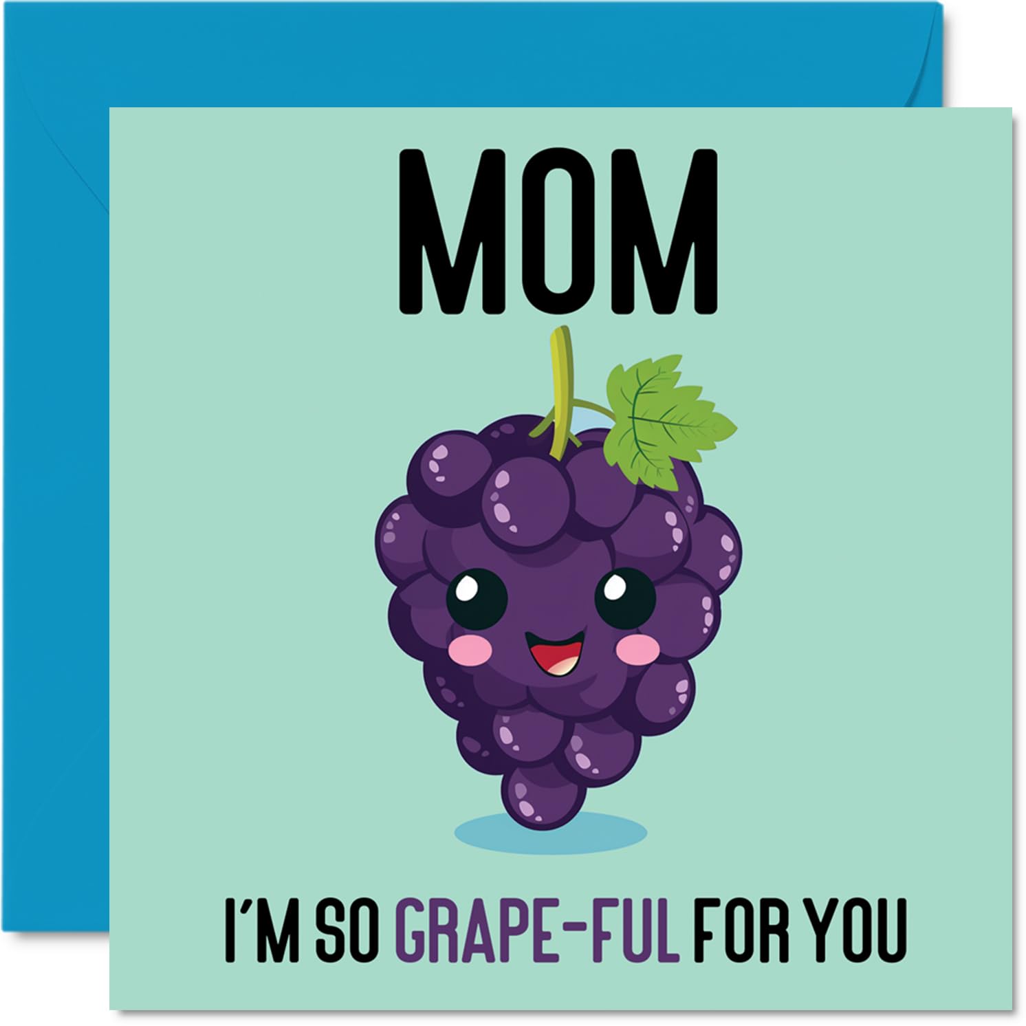 Thank You Cards for Mom - Grape-Ful - Funny Happy Birthday Card for Mom from Son Daughter, Mother's Day Card Mother, 145mm Joke Greeting Cards Women Her