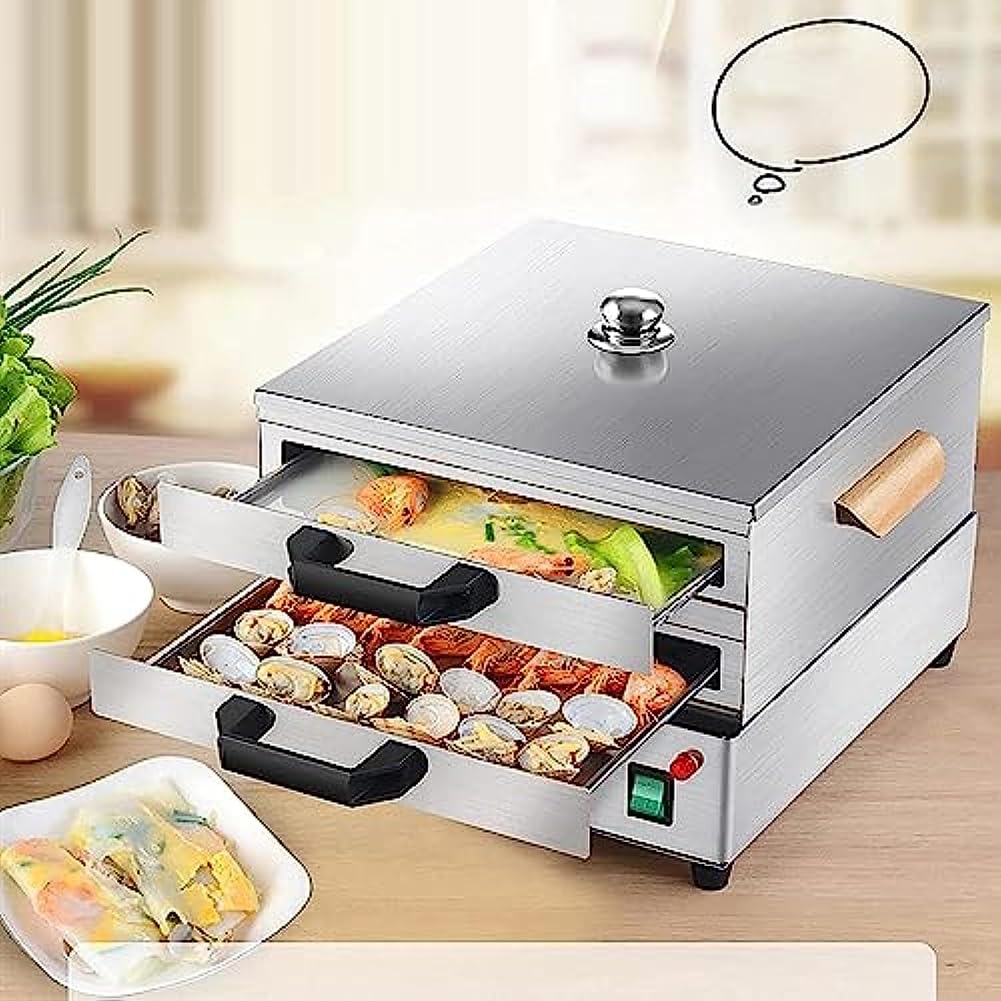 Macchina per cottura a vapore per pasta di riso, multifunzione per Dim Sum, panini e gnocchi, con 2 cassetti e 1 vaporiera, perfetta per ricette di cucina cinese