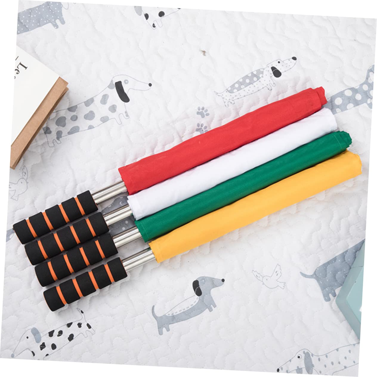 HEMOTON Match Referee Flag Set 4pcs Stainless Steel Pole Flags Commanding Referee for Outdoor Sports