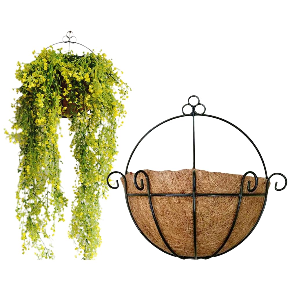 Panier suspendu rond pour végétaliser votre balcon avec ce lot de 2 suspensions en métal