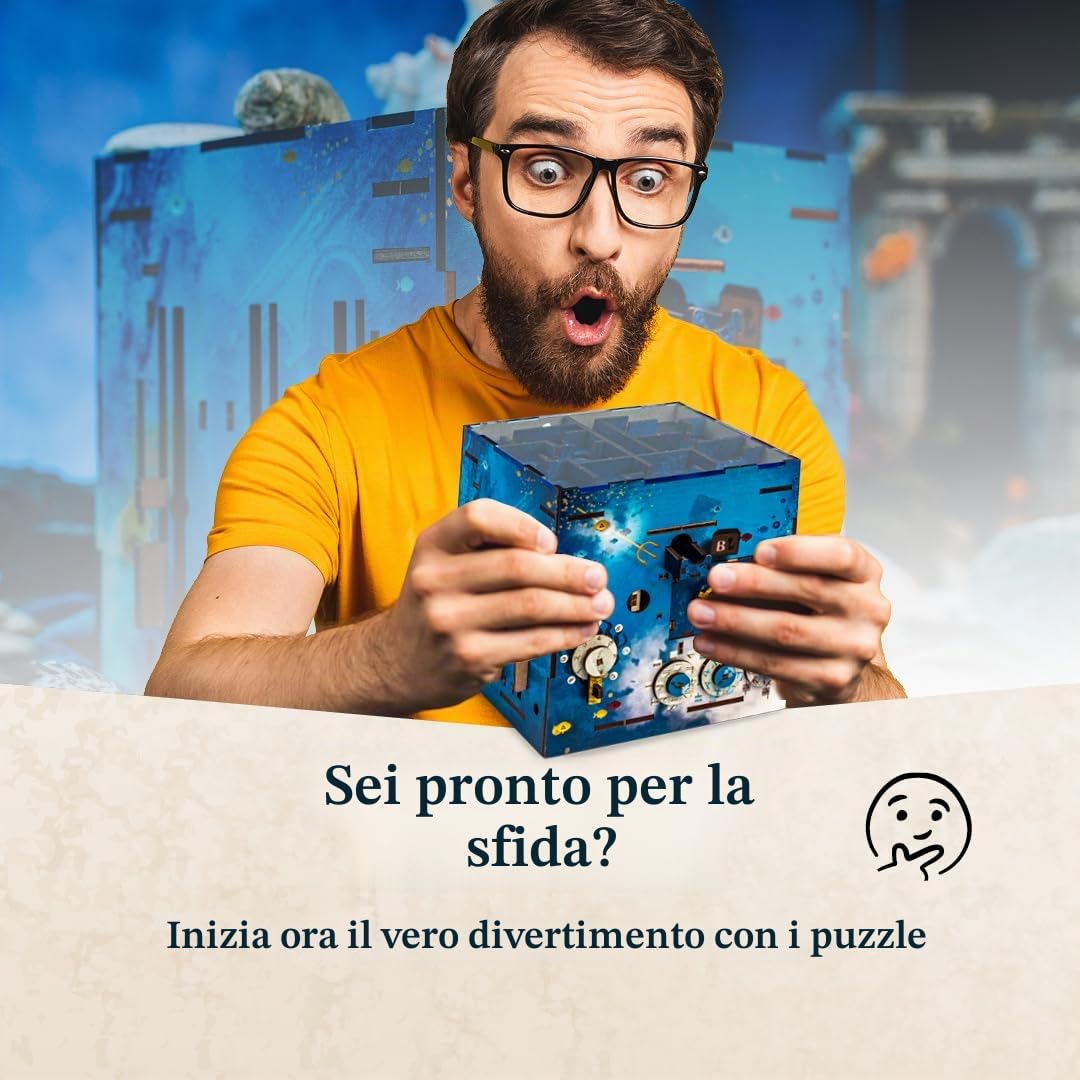 INSCAPE Atlantis Labirinth – Cluebox – Scatola puzzle in legno – Scatola puzzle – Escape Room gioco per adulti e bambini – Giochi di aglio – Puzzle in legno 3D – Giochi di pensiero – Confezione regalo