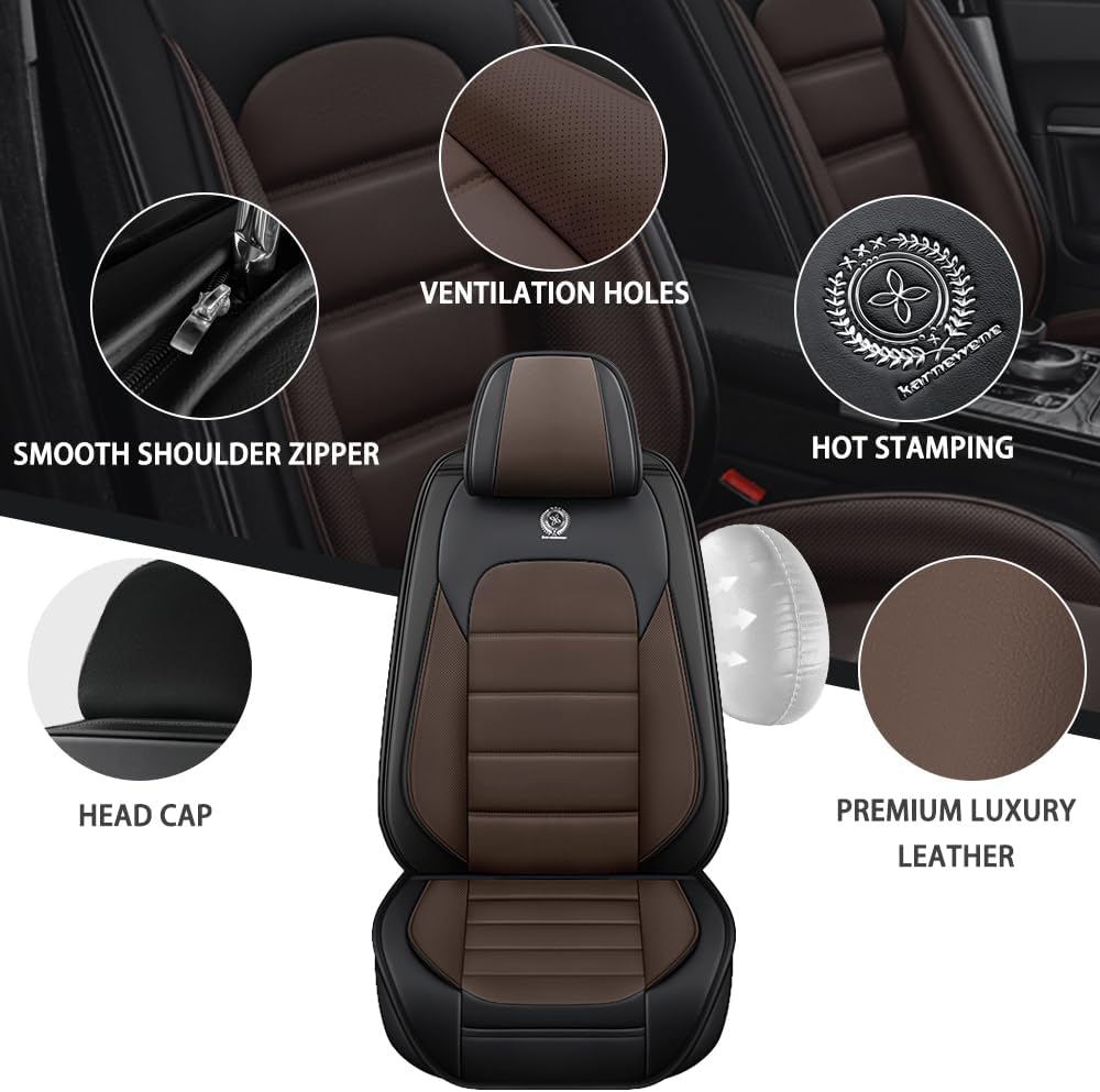 2-Seats Car Seat Covers for Toyota Corolla Cross Hybrid 2023-2024 Leather Vehicle Seat Covers Excellent Quality Car Seat Cover,Waterproof Anti-Slip Seat Cover Airbag Compatible(Black&Coffee-Luxury)
