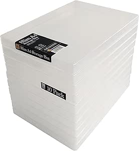 WestonBoxes A4 Slim Plastic Presentation or Storage Boxes with lids for A4 Paper and Card (Clear, Pack of 10)