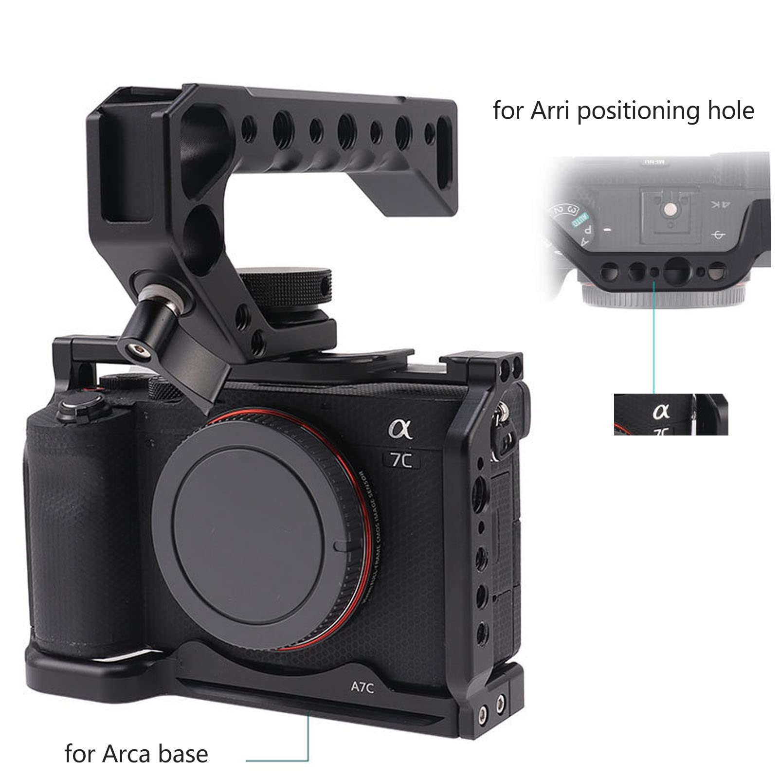 Jaula de Cámara para A7C, Kit de Jaula de Tiro con Estabilizador de Video para Cámara con Manijas Magnéticas Inferiores, Accesorios de Cámara Estabilizadora de Plataforma
