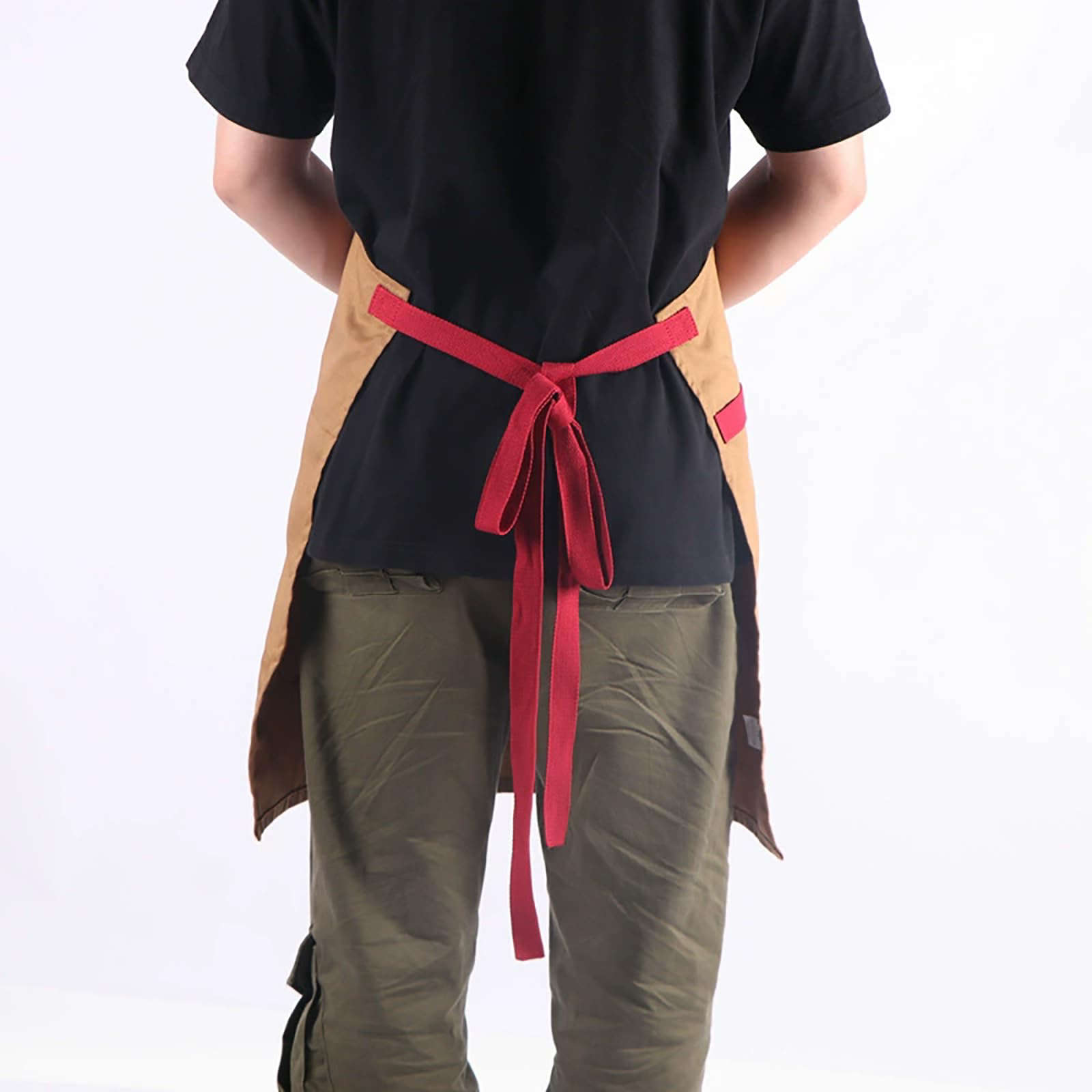 Delantal De Cocina para Hombre Y Mujer, Ajustable, De Lona De Algodón, con Bolsillos, para Chef Orange,One Size