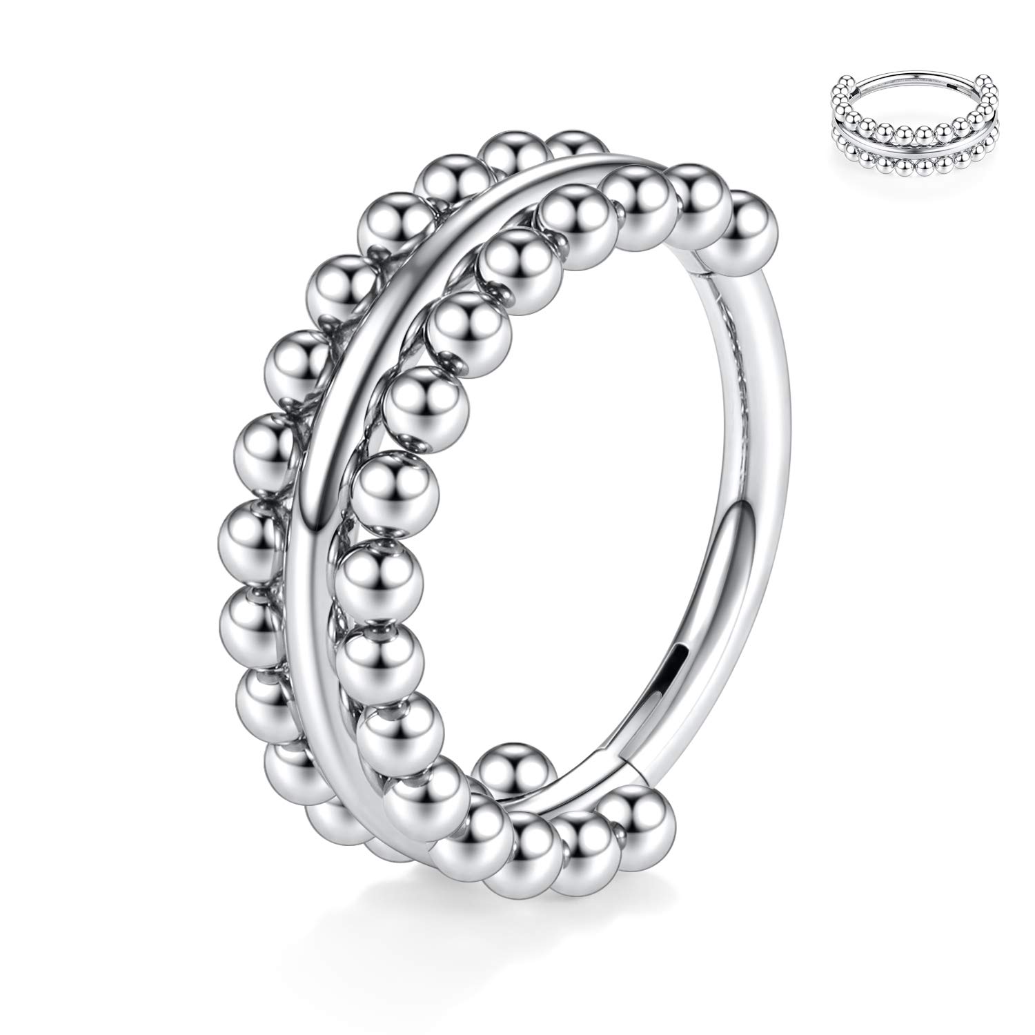 hengkaixuan Triple Double Nose Hoop Ring Sleeper Hoop Earring Helix Rook Conch Cartilage Daith Tragus Earrings Septum Ring Lobe Nose Piercing Jewellery for Women — view 20