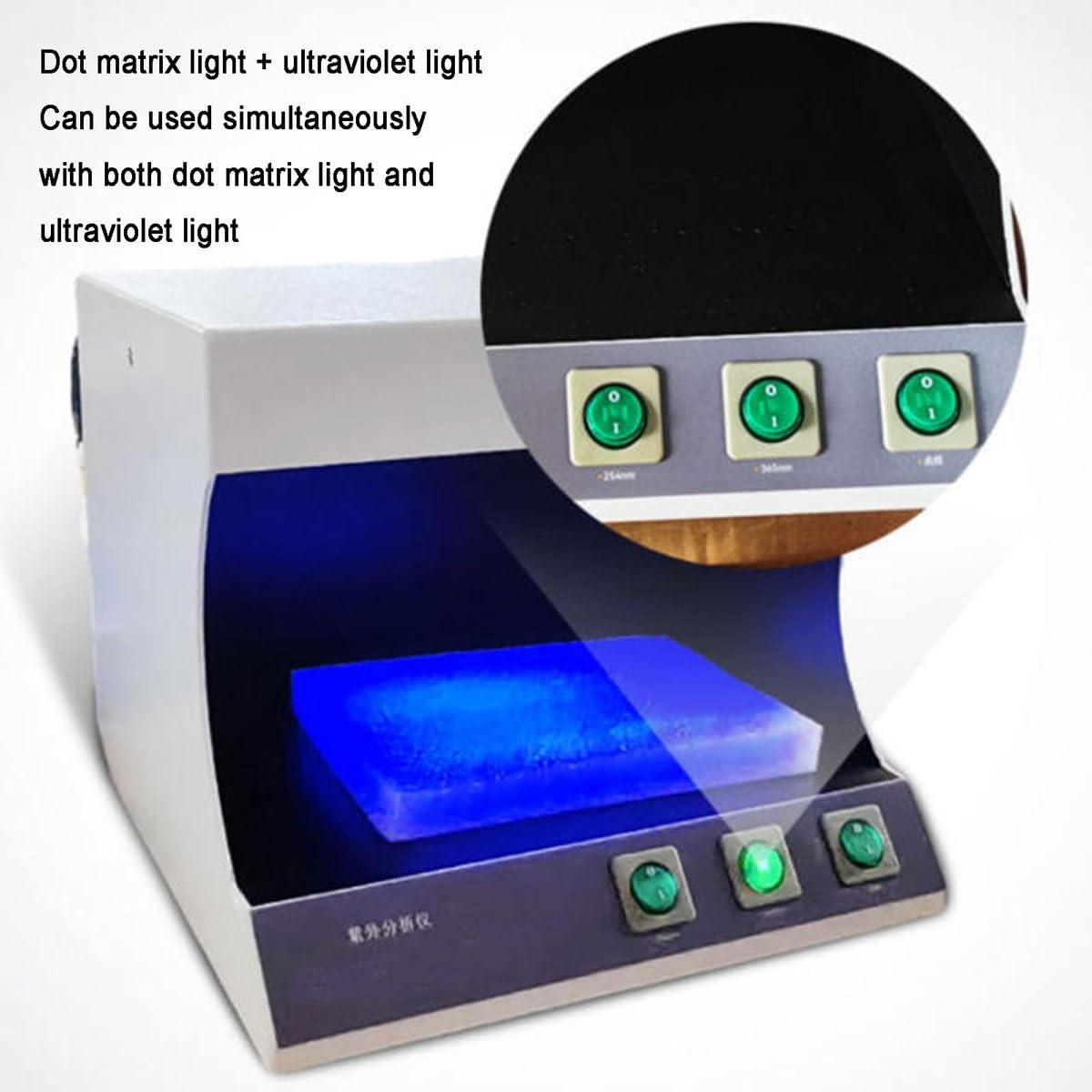 Dispositivo di prova di laboratorio dell'analizzatore ultravioletto UV, rivelatore di fluorescenza per analisi del prodotto, lunghezza d'onda 254nm/365nm, ideale per ricerca scientifica e valutazioni