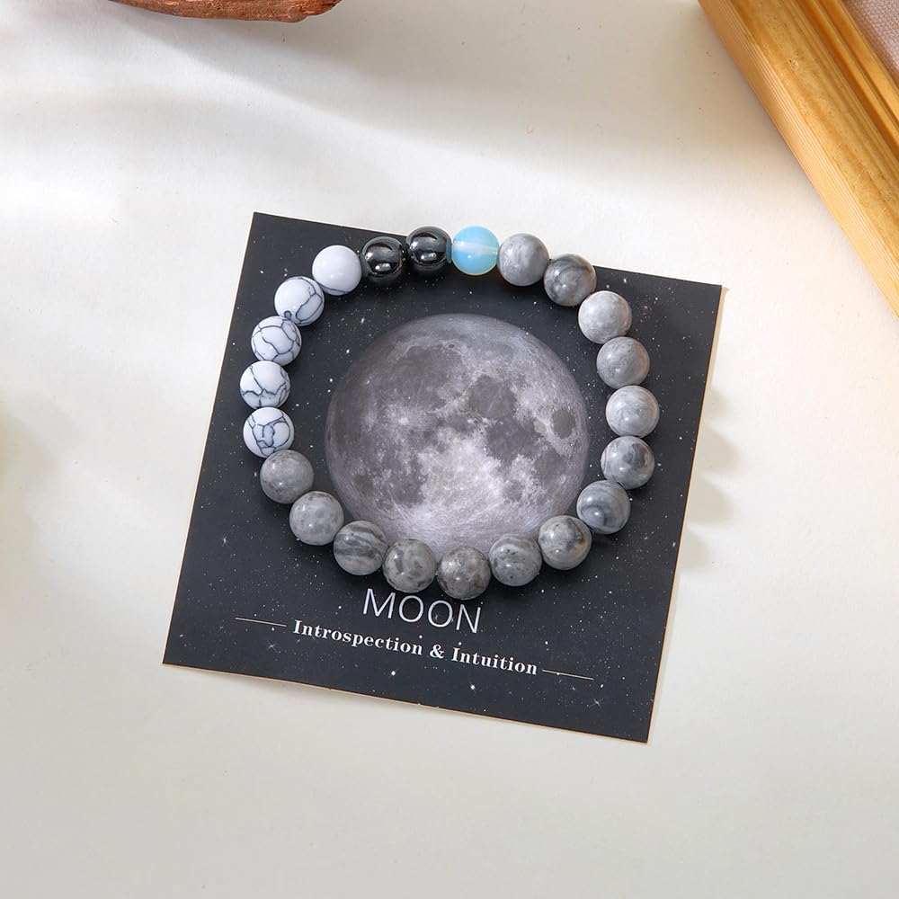 Solar System Planet Bracelet for Women Men Guardian Jewelry Eight Planets Beaded Bracelet for Astronomy Enthusiast Gift Natural Stone Jewelry