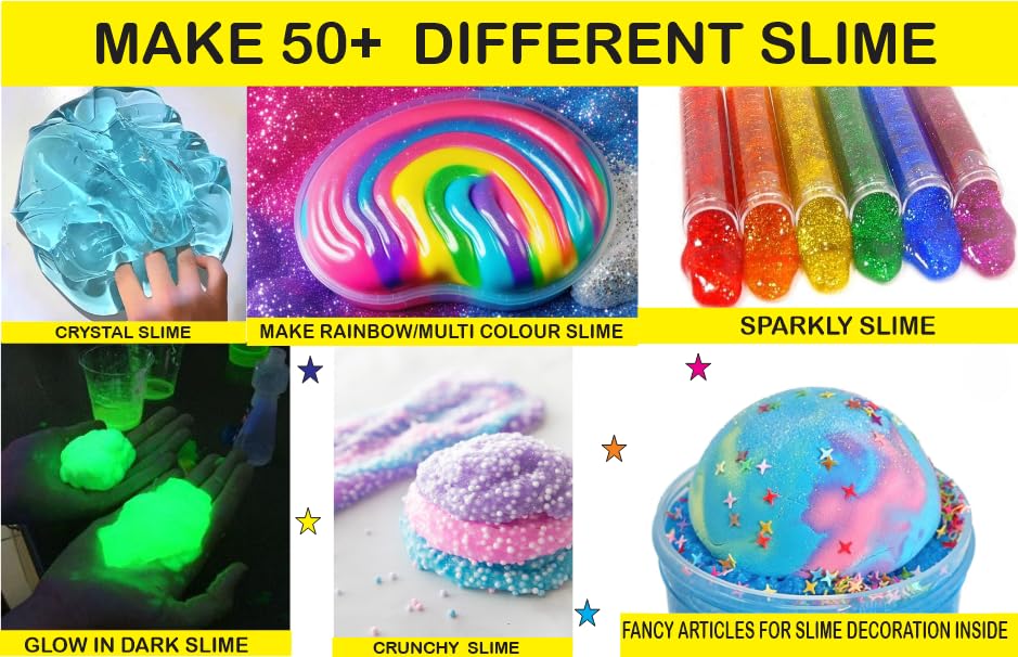 Image of Mighty Junior's New Mega Slime kit |Pack of 70+ Unique Making slimes|Toys for Kids Ages 4-15 Years| Monster,Butter, Unicorn, Ice-Cream, Crystal Slime Kit |Birthday Gifts and Toys for Boys and Girls|