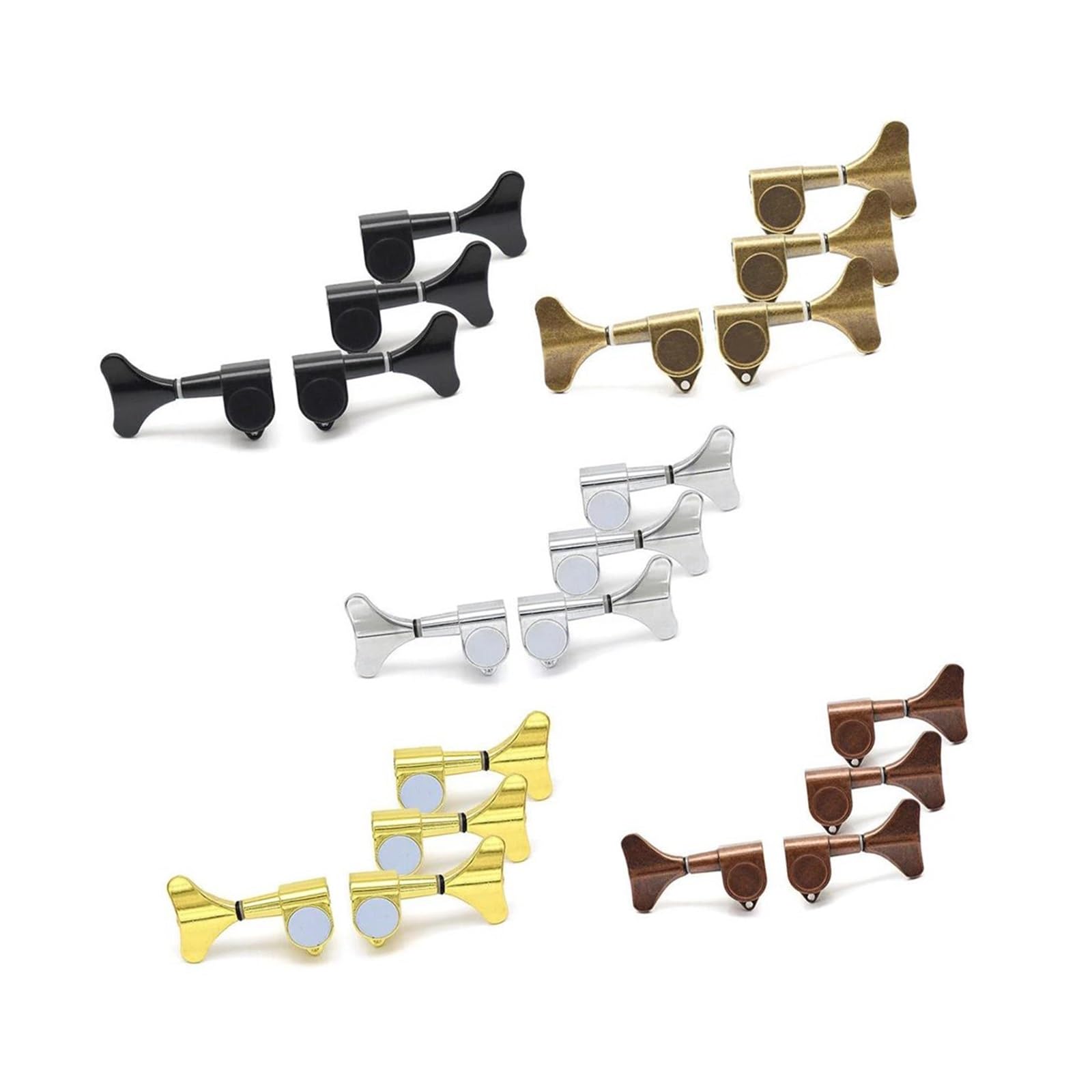 Clavijas De Afinación De Guitarra Afinador De Bajo De 4 Cuerdas 2L2R/4L Para Guitarras E Instrumentos Musicales(3R1L Red Copper)