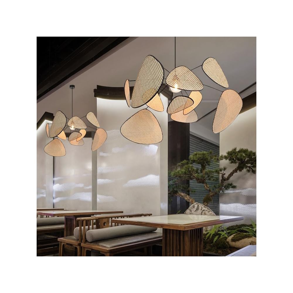 Lámpara Colgante de Ratán Lámpara Colgante Moderna para Comedor Sala de Estar Cocina Hotel BD408 E27 Max 40W (D80cm)