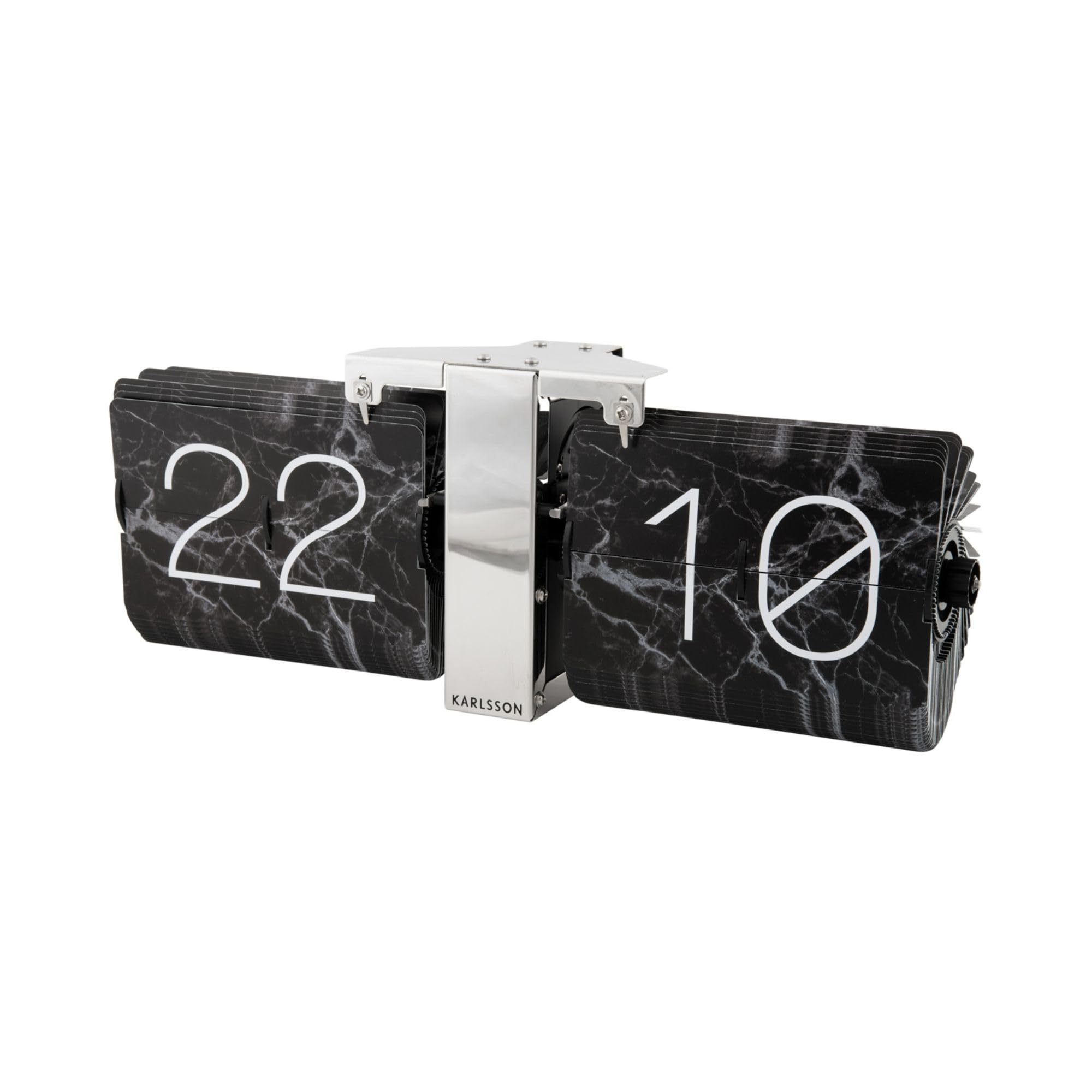 Horloge De Table Karlsson – Cadran Chromé Avec Rabats Noirs – Dimensions 48 X 4,5 X 30 Cm – Alimentation Pile Non Incluse Horloge Design Moderne