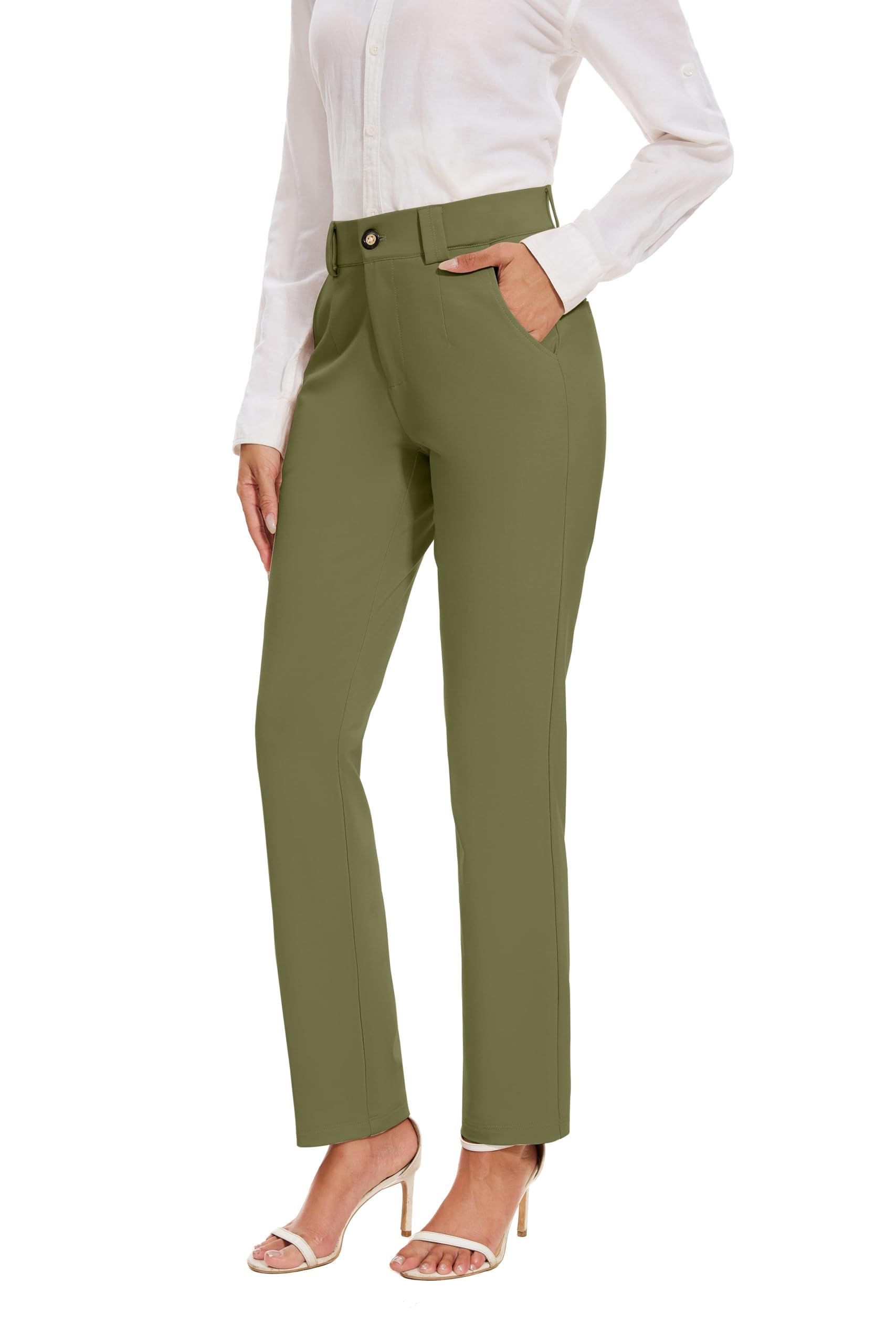 KICZOY Women's Dress Pants Business Straight Leg Stretch Slacks