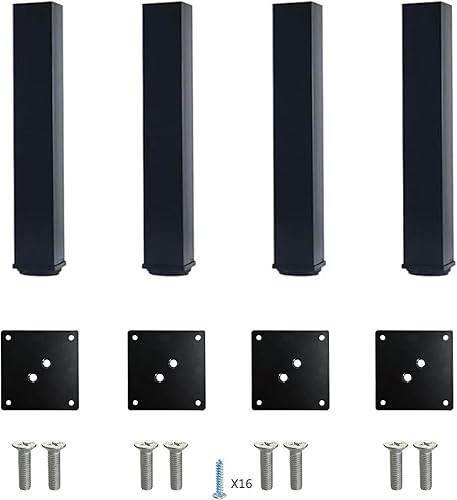 Miniatura 5 de QLLY Patas de metal ajustables de 12 pulgadas, patas cuadradas para muebles de mesa de oficina, juego de 4 (negro)