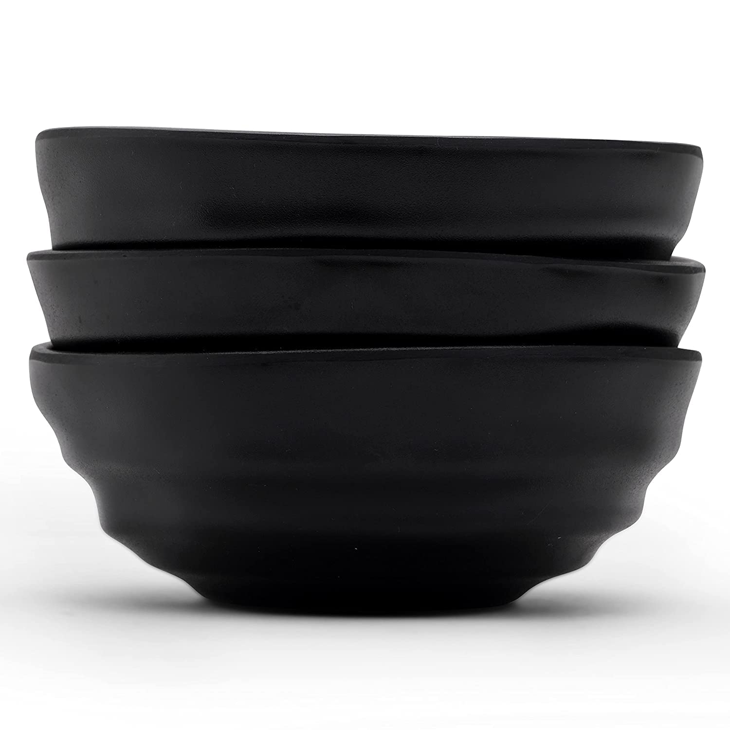 Melamine Large Unbreakable Bowl Se - 800 ml, 3 Pieces, Black matt