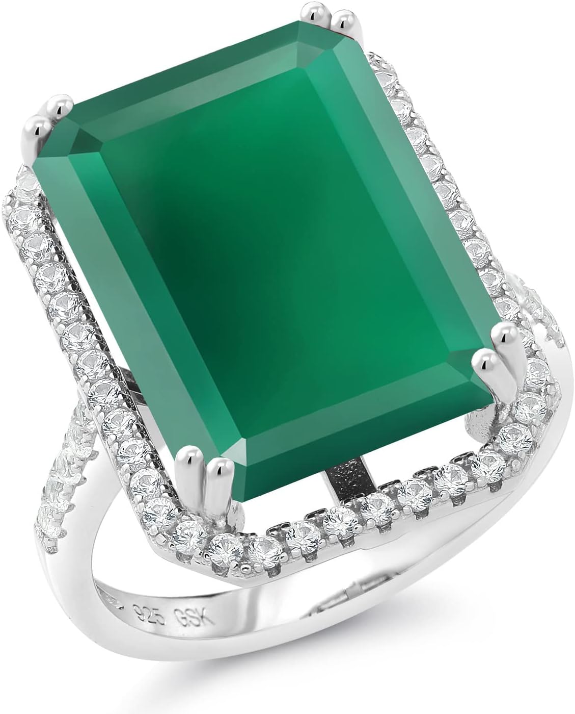 Gem Stone King 10-20 Cttw Gemstone Birthstone Engagement Ring | 925 Sterling Silver | Emerald Cut 18X13MM | Wedding Anniversary Promise Ring For Women | Available In Size 5, 6, 7, 8, 9 - Image 2