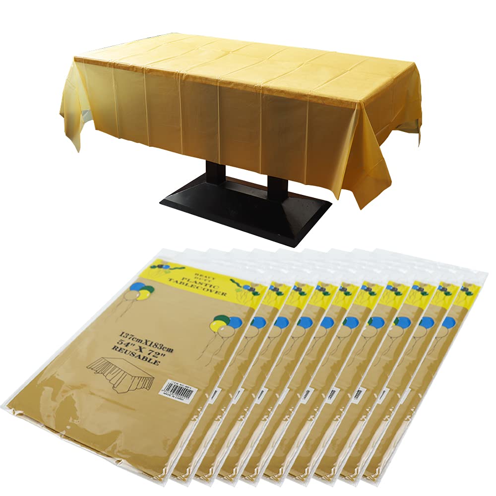 10-Pack – BAP- Free Premium Plastic Rectangle Tablecloth 54in. x 72n. for Parties, Picnic, Camping and Outdoor Disposable or Reusable