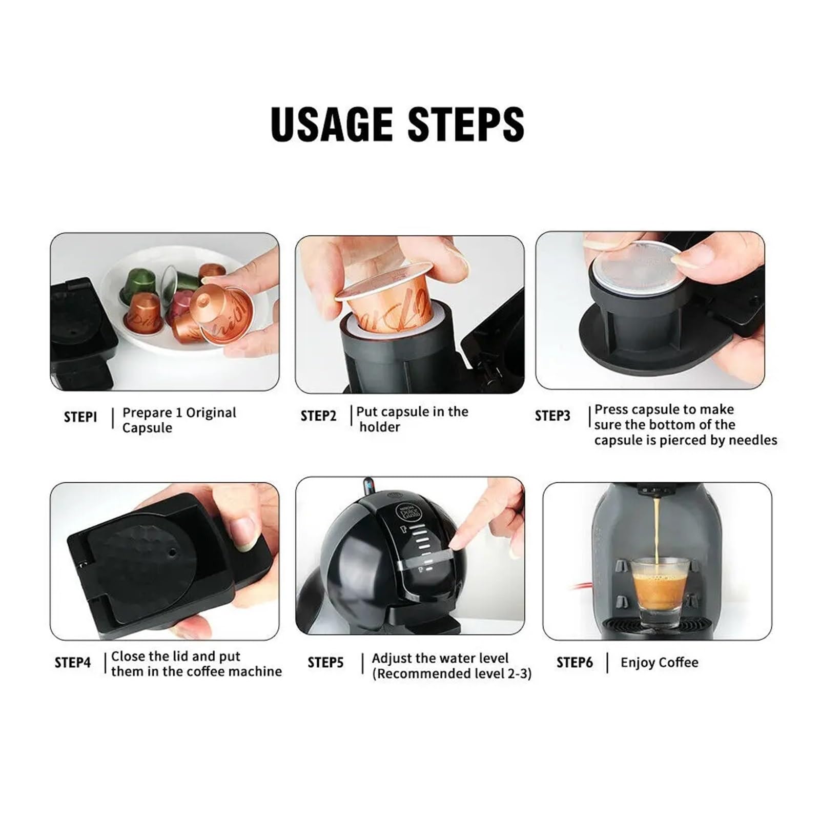 Adaptador De Café Compatible Con Nespresso, Adaptador For Cápsulas, Compatible Con Dolce Gusto Y Melody Genio 2 Mini ME Maker(2pcs)