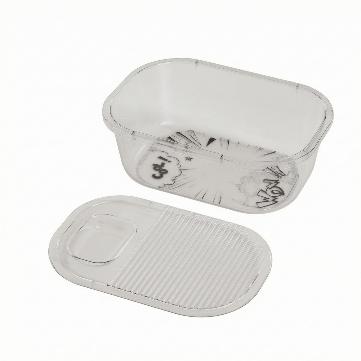 2 Pieces Two-Piece Laundry Basin with Washboard Removable Washboard Set Ribbed ABS Wash Tub Textured, Transparent White, Basin-Washboard-image-21