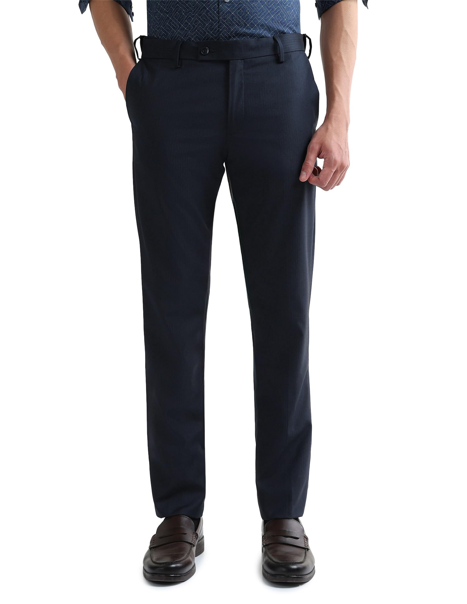 arrow Men's Textured Regular Fit Trousers-picture-26