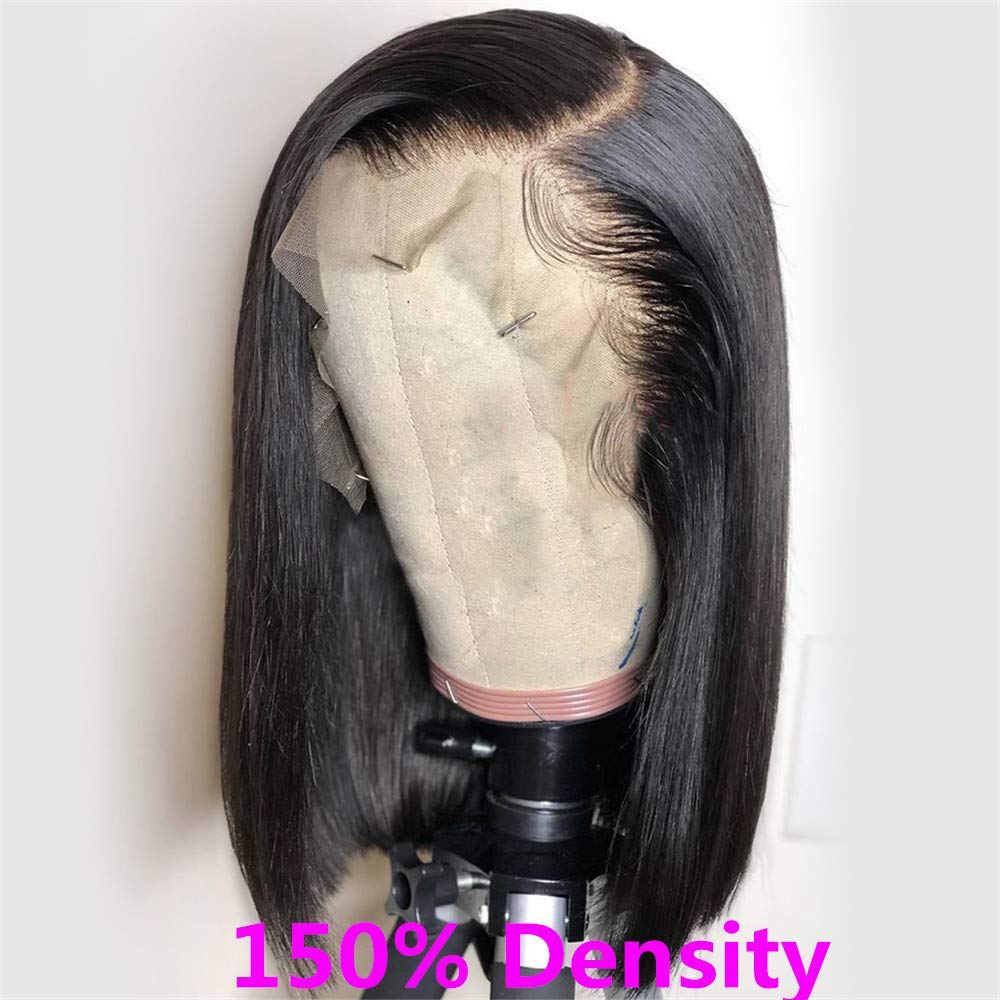 Brennas Short Bob Wig Human Hair Lace Front Wigs 150% Density 10A Short Bob Straight Wigs with Pre Plucked Baby Hair for Black Women(14inch)