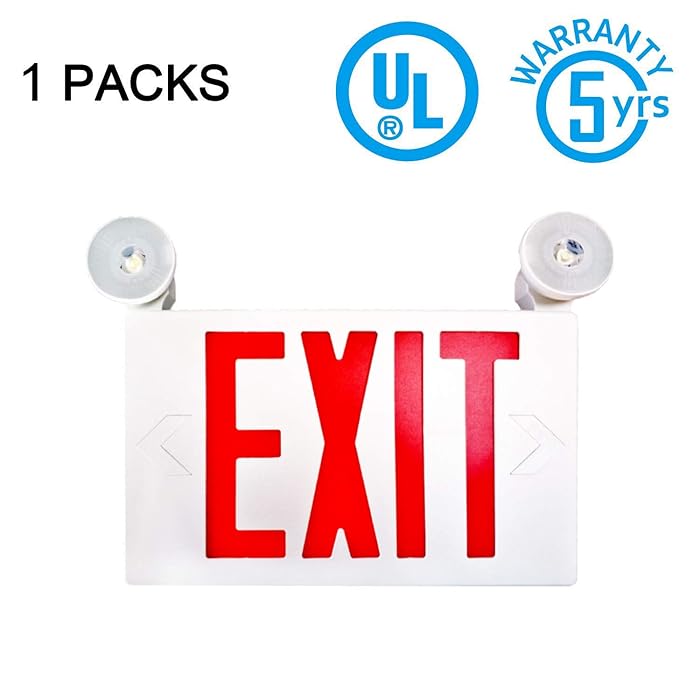 Buy SPECTSUN LED Exit Sign Light with Battery Backup, Red Exit