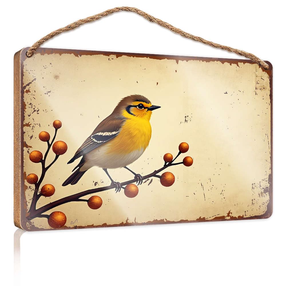Bathroom Hanging Decor A Colorful Bird Perches On A Branch Adorned With Berries. Boys Bedroom Decorations Front Porch Decor Ideas(20X30CM)