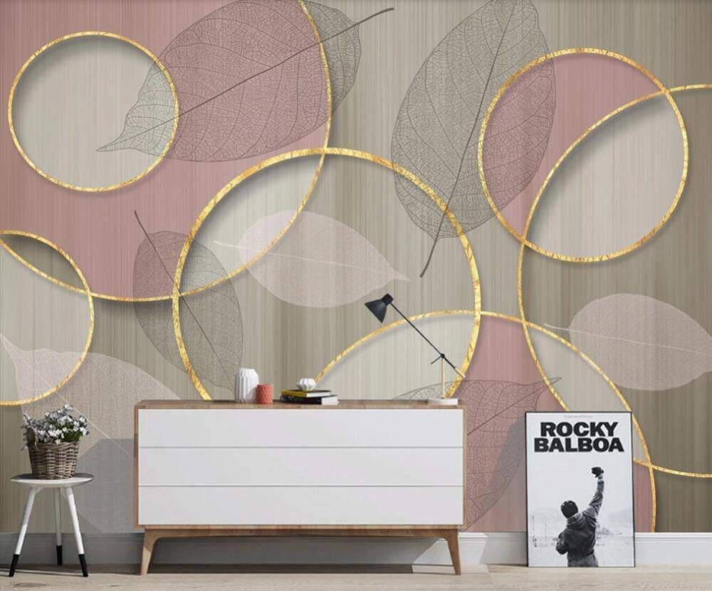 Papier peint panoramique de luxe or et rose Milofi pour salon chic 250x175 cm
