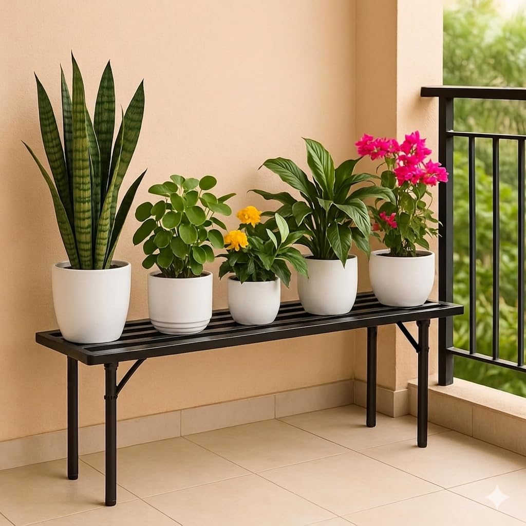 IRON LANDS Oak 37 inch High Step Spectacular Heavy Duty Metal Pot Stand | Rust-Proof Stand for Big Size Plants | Supports Up to 200 Kg| Perfect Balcony, Outdoor Indoor Display Home Decor (Black, 1)-image-40
