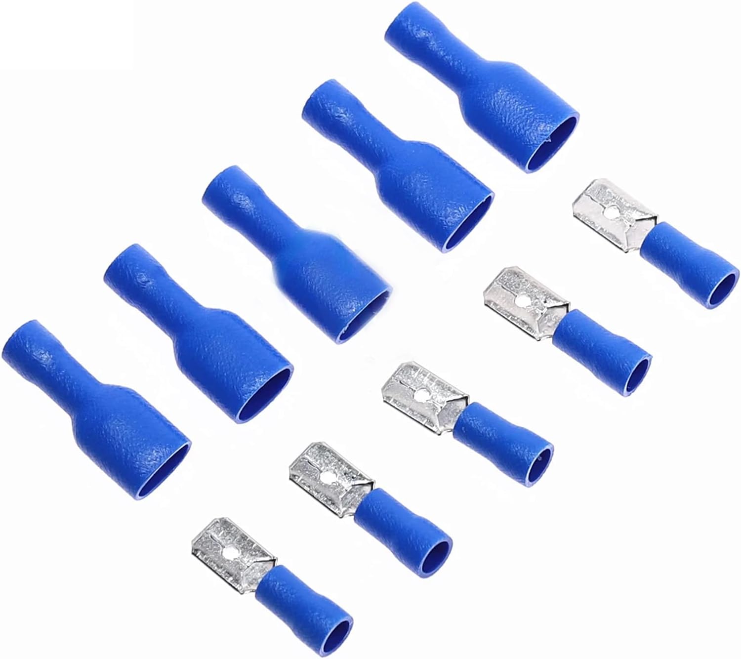 100 Pcs/50 Pairs Blue Insulated Spade Crimp Wire Cable Connector Terminal Male Female Kit