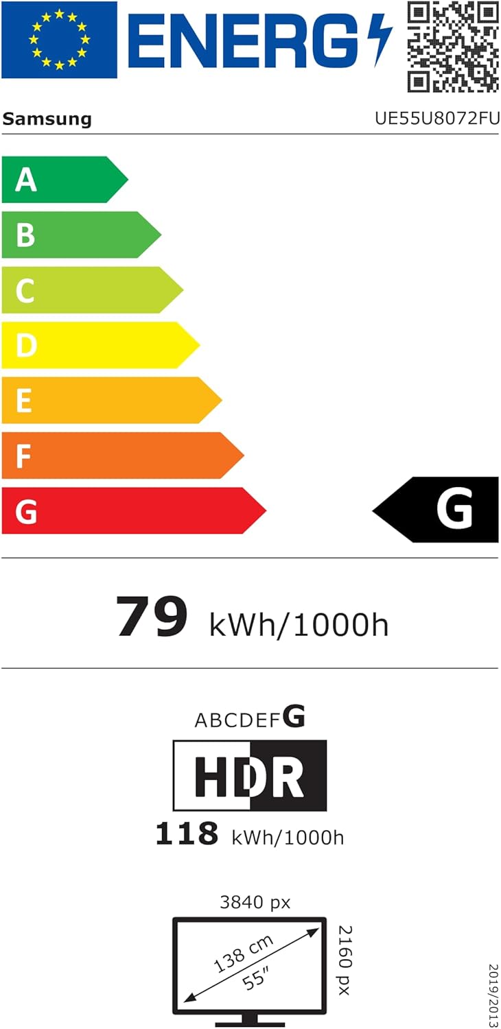 EU Energy Label for Samsung UE55U8072FUXXH TV