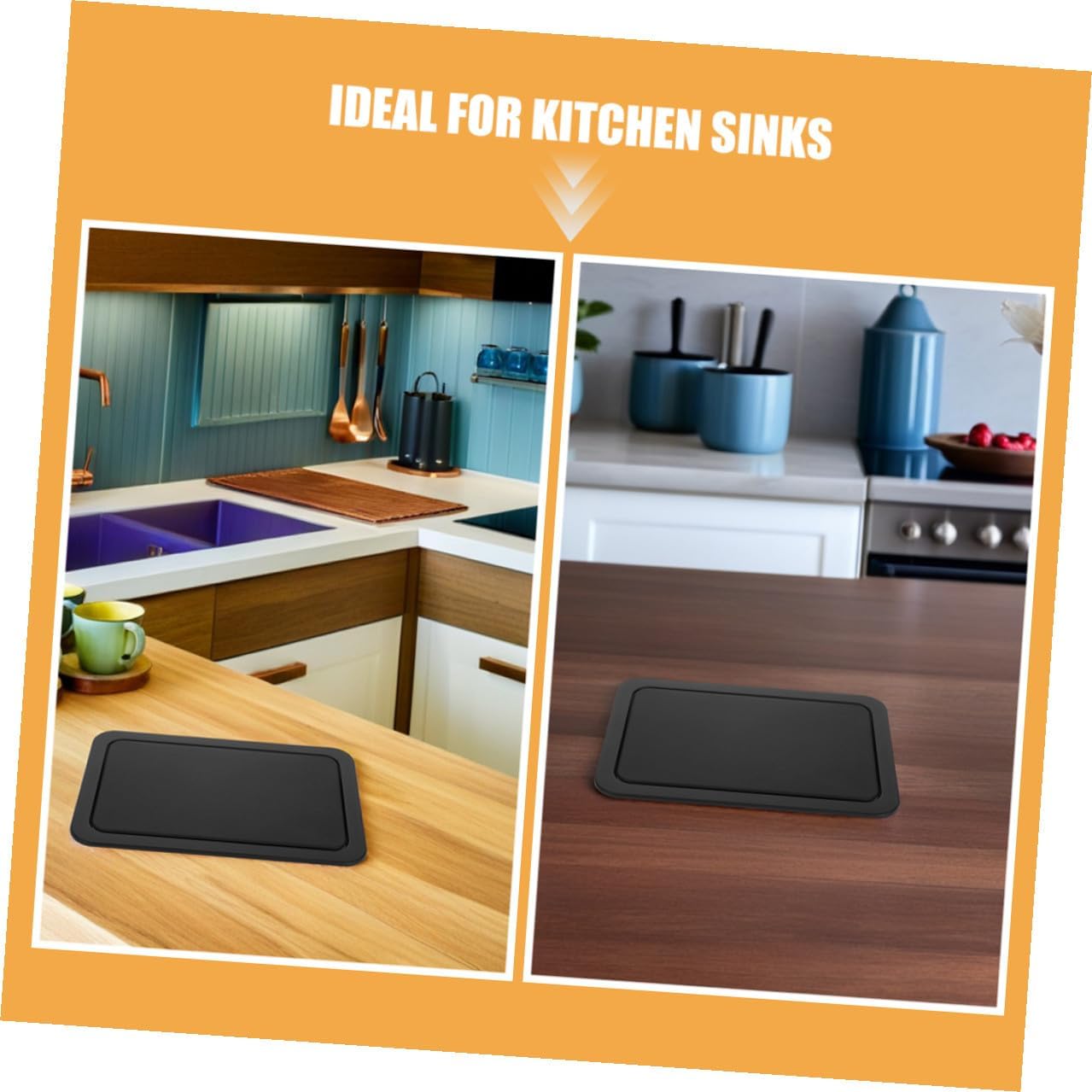 Balacoo 2pcs Recessed Countertop Trash Can Lids Rectangle 260x175mm Stainless Steel Flap Covers for Kitchen and Bathroom Sink Built-in Waste Bin