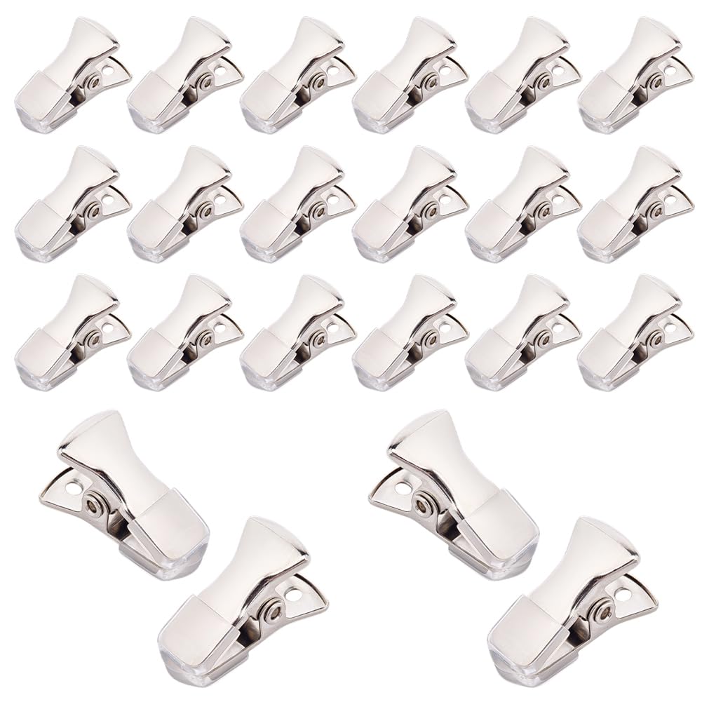 CRASPIRE 35Pcs Platinum Mini Metal Alligator Clips Small Sweater Clamps Spring Clip Non-Slip Flat Mouth with Rubber Cover for Crafts Paper Jewelry ID Badge Holders Lanyards Clothing Glasses Accessory