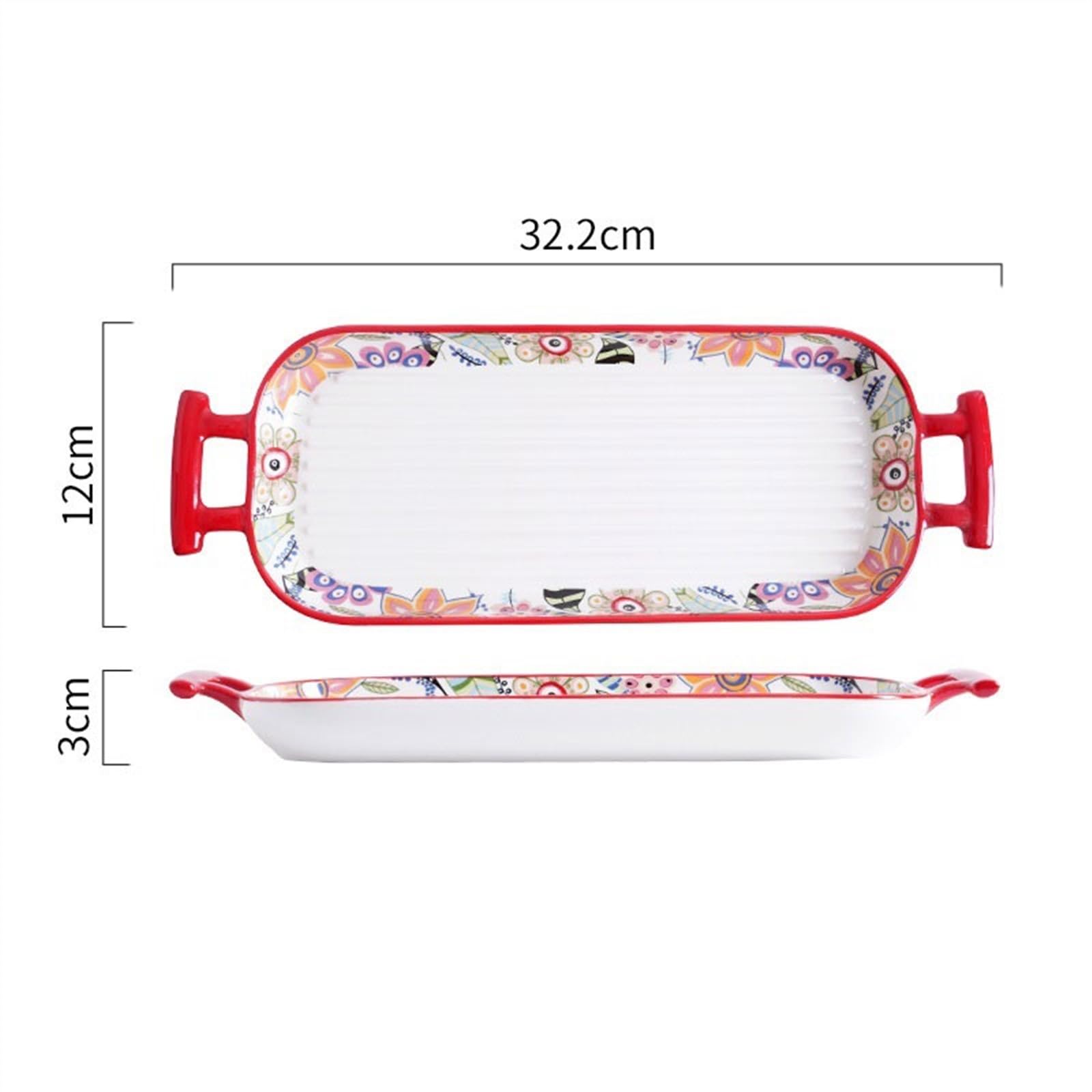 Naczynia do pieczenia Naczynie do pieczenia Ceramiczna miska Prostokątne podwójne ucho Domowa kuchenka mikrofalowa Piekarnik Parowiec Podwójne Pieczony ryż zapiekania Tace piekarnika(32.2cm)