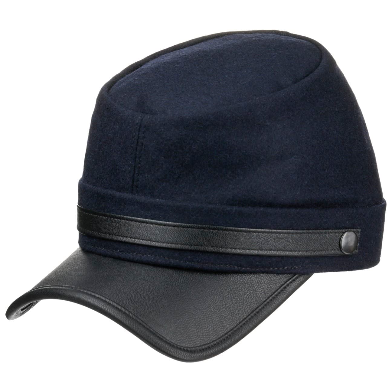 Kepi Peaked Cap Army Wool Blend Plain Made in Italy Unisex Summer Winter