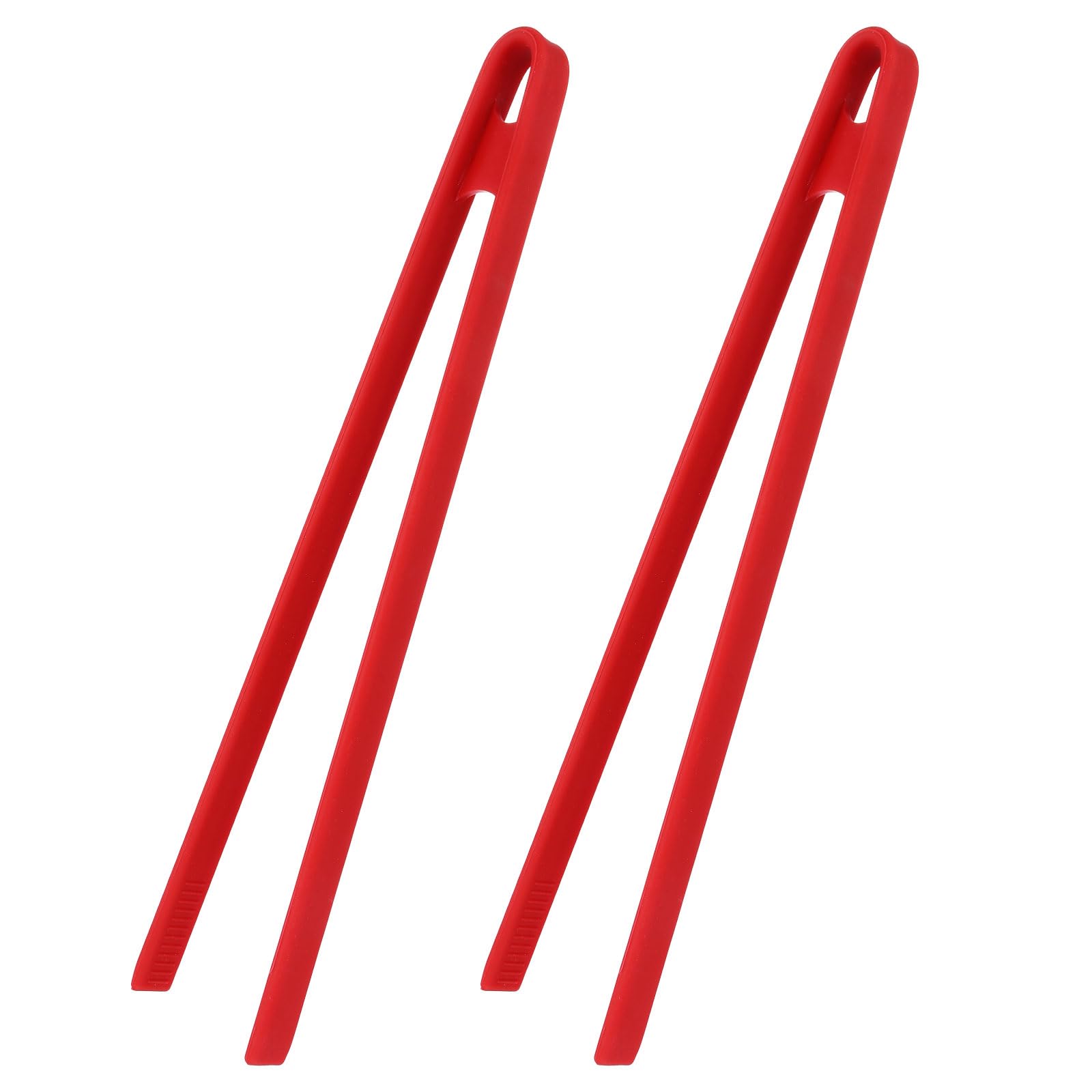 sourcing map 2Pcs Silicone Toast Tongs, 29cm Kitchen Food Tongs Heat Resistant for Cooking Food Trivet Grippers Non-Slip Long Tool for Salad Ice Cubes Toaster Fruits Sugar Barbecue, Red โ image 1