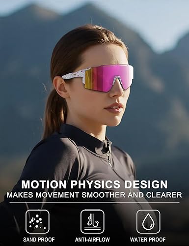 Vista 96 de OULAIQI Cycling Sunglasses Polarized Sunglasses for Cycling Men Women with 1 Lens or 3 Interchangeable Lens Baseball Glasses