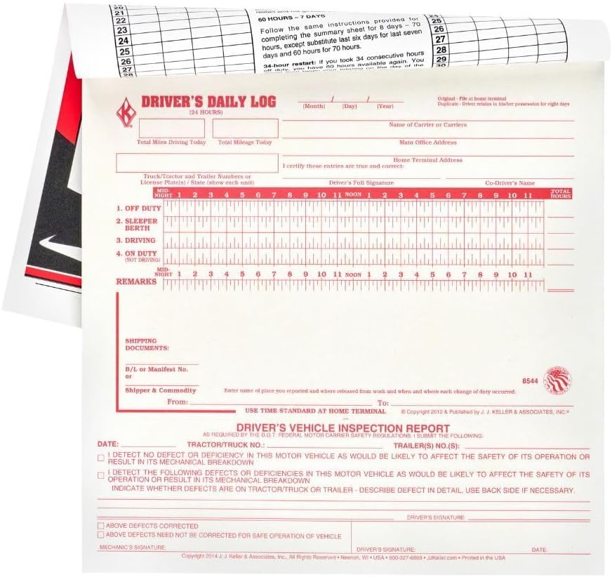 Truck Driver Log Books Driver Daily Log Book 5-Pack With Vehicle ...