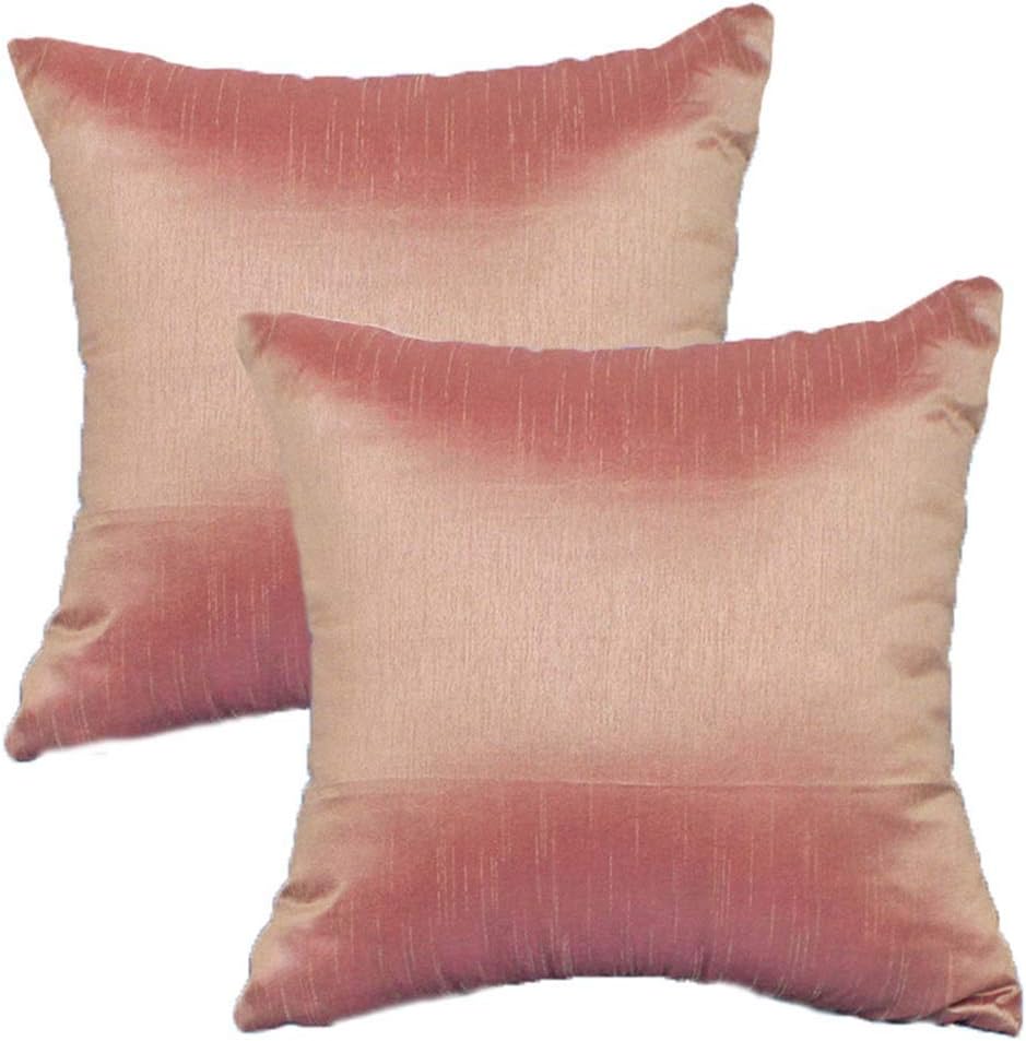 Jizzr Pack of 2 Faux Silk Soft Cushion Covers Pillowcases Set Standard Size Bamboo Fabric Decorative Throw Pillow Covers Cushion Cases for Couch Sofa Bed Car Chair Brown 16 X 24 Inch