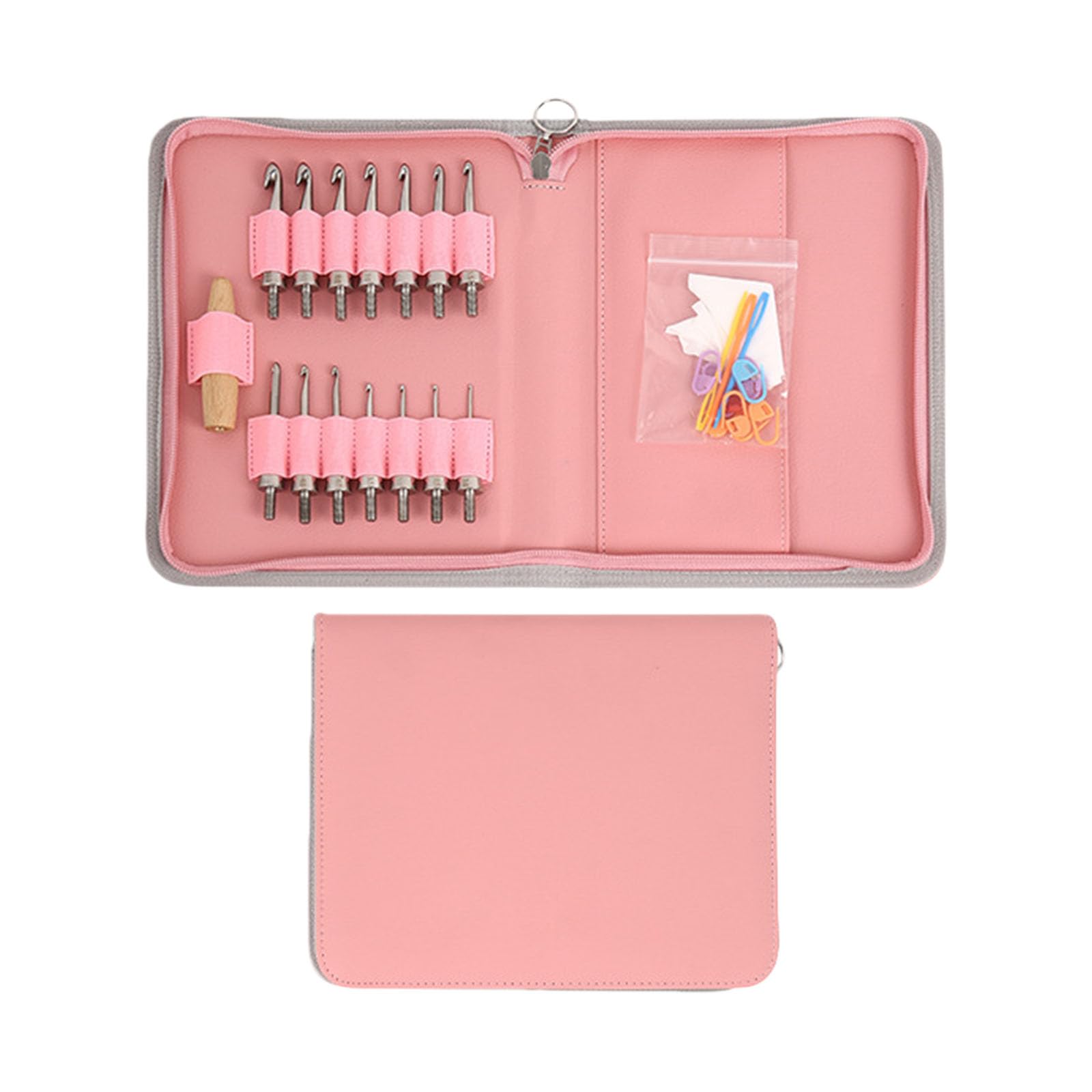 Interchangeable Stainless Steel Crochet Hook with 14 Tip Ergonomic Wood Grip Crochet Hook Needle for Knitting Yarn Ergonomic Hooks