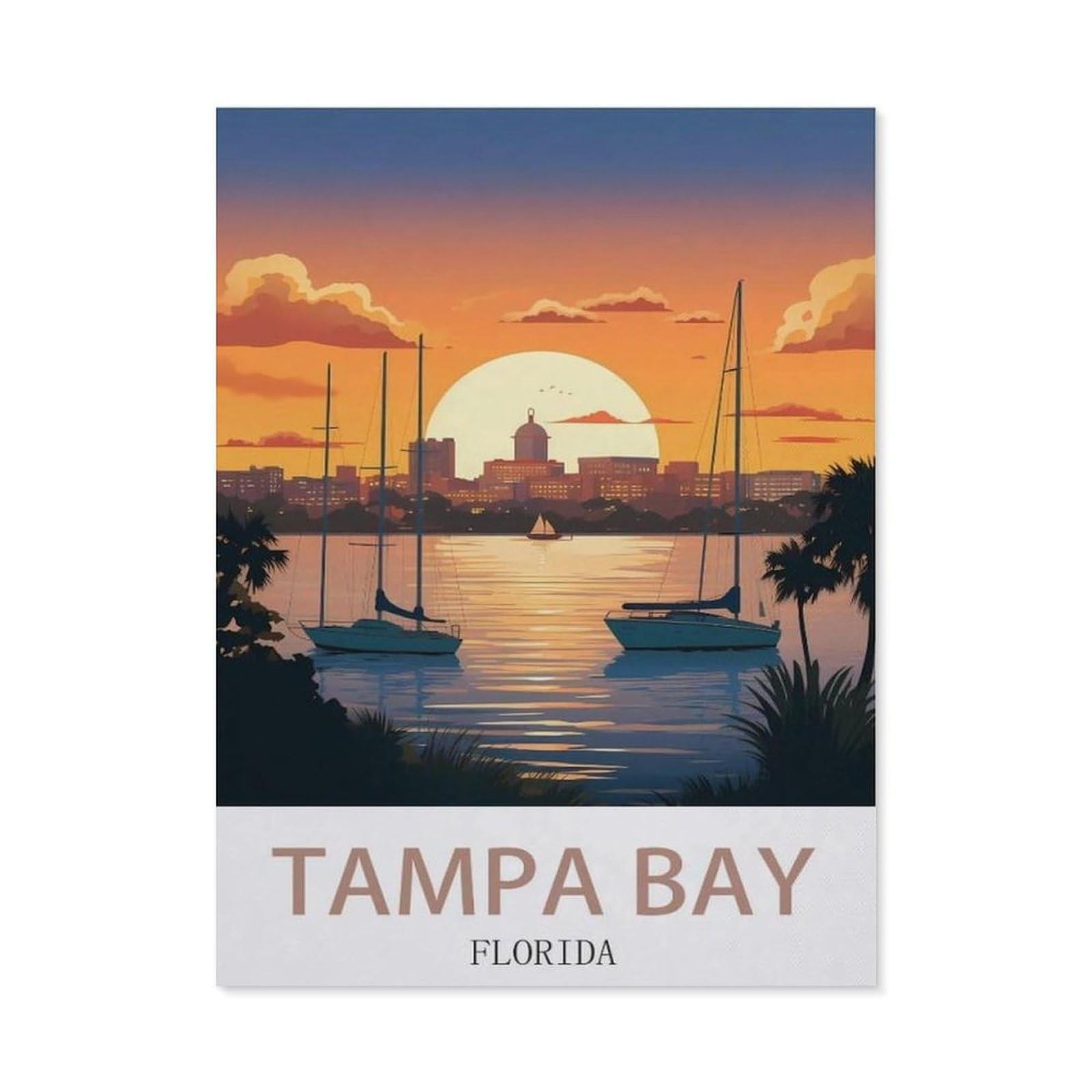 Tin Sign，Tampa Bay Florida，Personalized Tin Sign Vintage Sign for Wall Outdoor, Indoor, Street, Office, Home,Bar Man Cave Decor(15x30cm）6x12 inch-ED60