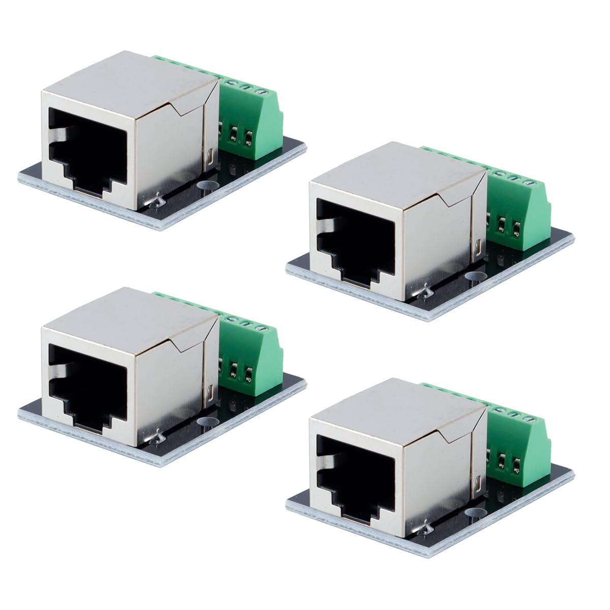 Scheda di breakout Ethernet RJ45 da 4 pezzi – Adattatore terminale a vite a 8 pin con passo 2,54 mm per CCTV/DVR
