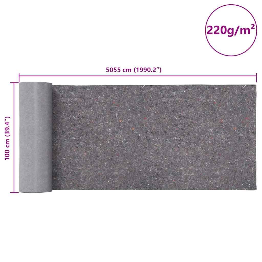 Antypoślizgowa włóknina malarska, 50 m, 220 g/m², szara, ochrona podłogi z antypoślizgowym spodem do ochrony podłogi, folia ochronna, wykładzina dywanowa, ochrona parkietu, ochrona laminatu, ochrona